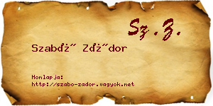 Szabó Zádor névjegykártya
